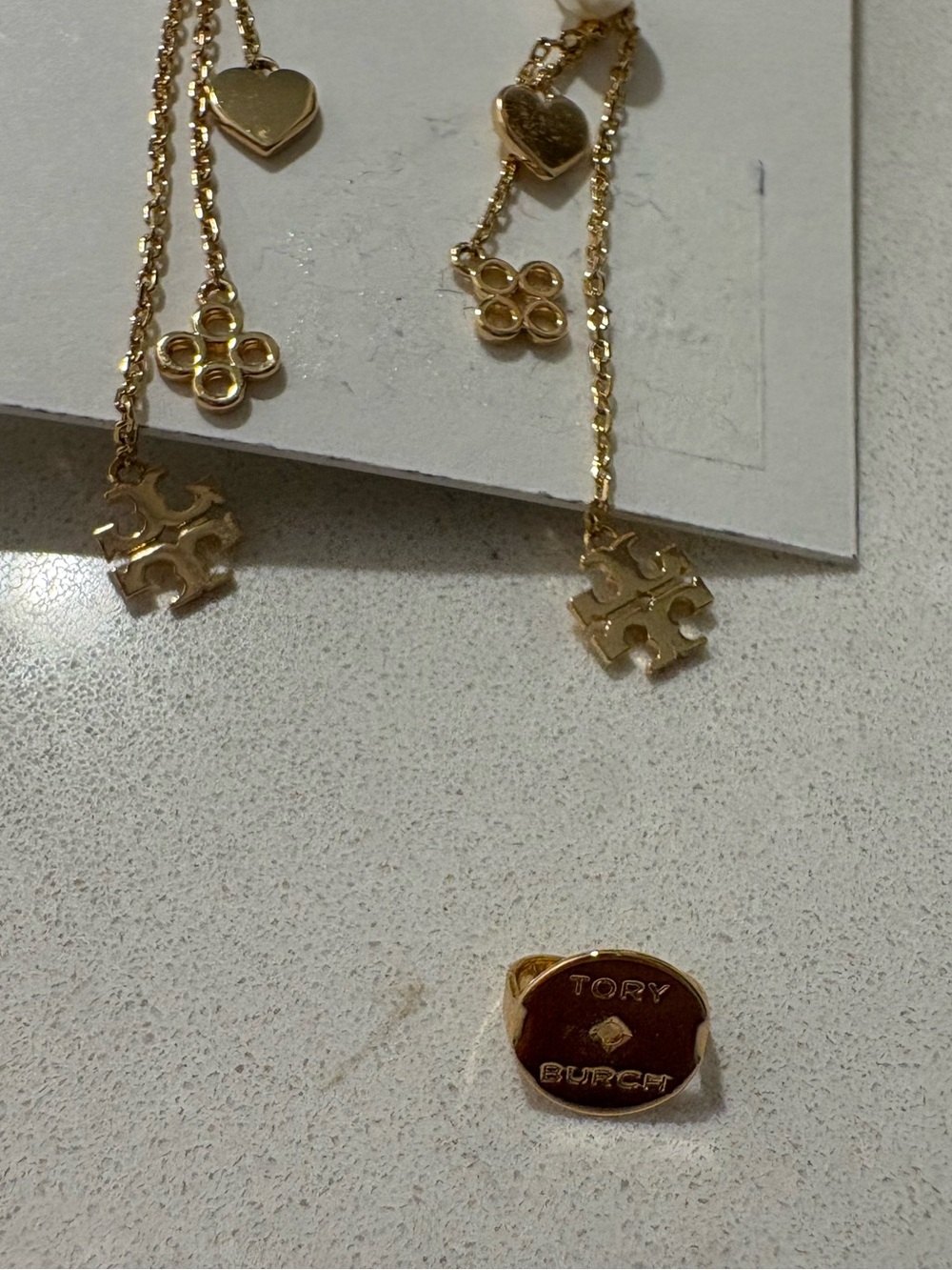 Tory Burch Gold Linear Kira Drop Earrings - Picture 5 of 6